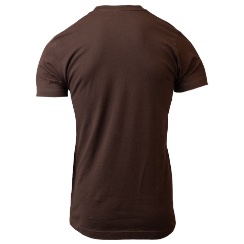 Rear view of brown tee